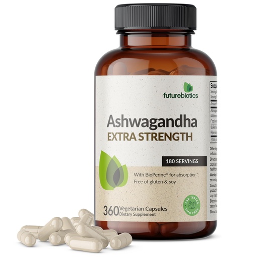 [BRSROAL2CUCWA2DL] Futurebiotics Ashwagandha Extra Strength Stress & Mood Support with BioPerine - Non GMO Formula, 360 Vegetarian Capsules