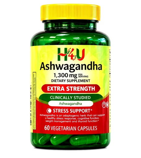 [BRSROHYKBEFBGGT6] 4 TOP CARE Ashwagandha Dietary Supplement, 1300 mg, 60 Vegetarian Capsules