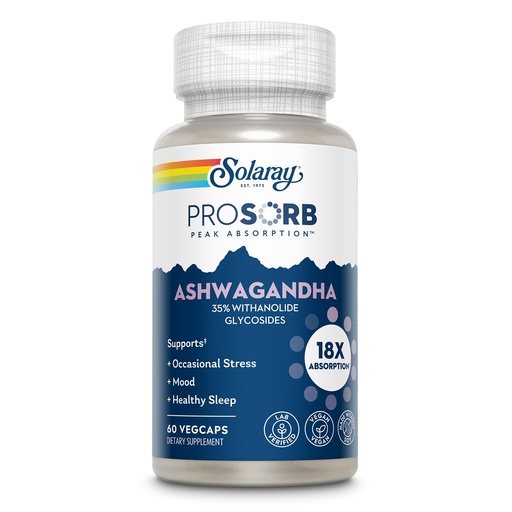 [BRSREEI6DECGAALO] SOLARAY Ashwagandha Supplement Capsules – 18X Absorption Root & Leaf Extract 240 mg – Stress, Mood & Cortisol Support – Adaptogen Herbal Supplement – Vegan – 60 VegCaps