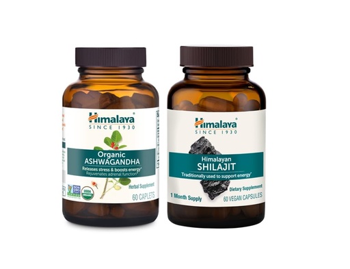 [BRSRE2YOBYIBEHL4] Himalaya Organic Ashwagandha and Shilajit Extract, Supplements for Stress Relief & Energy Support, 60 Count (Pack of 2)