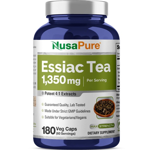 [BRSWGGL4DEHAE3LJ] NusaPure Essiac Tea 1350 mg 180 Veggie Caps (Vegetarian, Non-GMO)