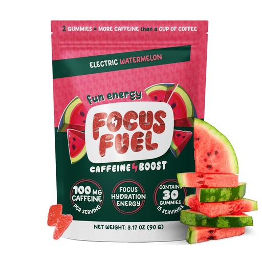 [BRSRAYY3B57RAYDV] FocusFuel Energy Chews – Watermelon Flavor (15 Servings) – 100mg Caffeine + L-Theanine + B12, Magnesium – All-Natural Energy Boost – No Crash or Jitters