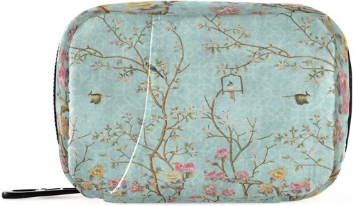 [BRSRMZDRAR4AI2Q6] Borsa da viaggio dell'organizzatore della pila di viaggio della borsa di 7 giorni della pillola dell'uccellino del fiore della pila con la cerniera portatile settimanale formato compatto per il supporto del supplemento della vitamina