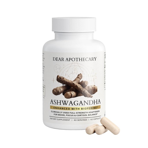 [BRSRE2QLAB6BS3QV] Organic Ashwagandha with BioPerine® | 600mg Root Extract | Black Pepper for Absorption | 60 Vegetarian Capsules | Non-GMO, Gluten Free