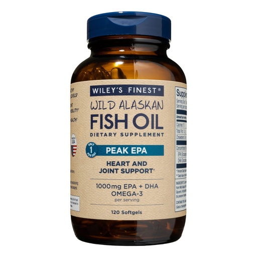 [BRSWKZIKOEHAYDLM] Wiley's Finest Wild Alaskan Fish Oil Peak EPA - Triple Strength Peak EPA & DHA Supplement - 1000mg Fish Oil - Omega-3s for Joint Health Support - 120 Softgels (120 Servings)