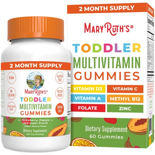 [BRSRMHA6PIDQM232] MARYRUTH'S Sugar Free Vitamin Gummies for Kids Age 2 | 2 Month Supply Multivitamin with Vitamin C, D3, Zinc | 1 Gummy Per Day | Toddler Vitamins | Sugar Free | Vegan | Non GMO | 60 Count