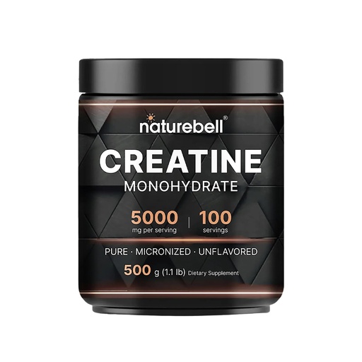 [BRSW2BAKC4PRYYAV] NatureBell Creatine Monohydrate Powder - 500g - Micronized Powder - Delivers 5,000mg Creatine Per Serving - Pre-Workout or Post-Workout Support* - Vegan & Keto Friendly - Unflavored
