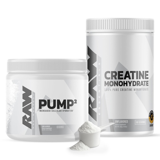 [BRSRG2QOOAPWEH3F] RAW Nutrition Creatine Monohydrate & Unflavored Pre-Workout Powder Bundle