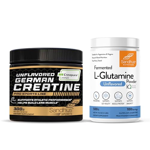 [BRSRE2Q3AQCWE3I2] Sandhu's Creapure German Creatine & L-Glutamine Powder | Supports Lean Muscle Building & Gut Health