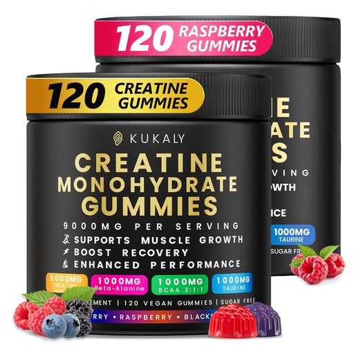 [BRSRGBQYCN5AOCDF] Creatine Monohydrate Gummies for Men & Women, 9000MG Creatine Gummies Sugar Free -BCAA 2:1, B12 B6 for Boost Strength, Focus & Endurance, Vegan, Non-GMO