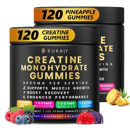 [BRSRGBQ3OB6QAADV] Creatine Monohydrate Gummies for Men & Women, 9000MG Creatine Gummies Sugar Free -BCAA 2:1, B12 B6 for Boost Strength, Focus & Endurance, Vegan, Non-GMO