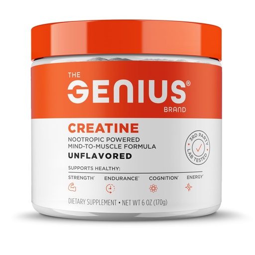 [BRSWGGT5DEIQIHL3] The Genius Brand Genius Creatine - Ultra Pure Creatine Monohydrate Plus Nootropics Including Beta Alanine and Astragin for Improved Absorption, Strength, and Performance - Unflavored, 25 Servings