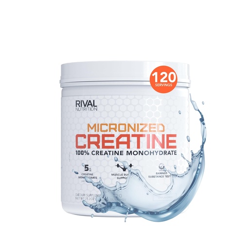 [BRSREEAQO4NRAH35] RIVAL NUTRITION Micronized Creatine I 100% Creatine Monohydrate Powder I Unflavored, 120 Servings, 600g per Container I 5g Per Serving I Supports Muscle Performance, Lean Mass, and Cognitive Function