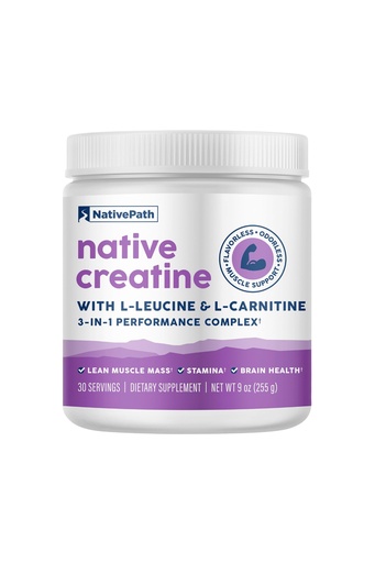 [BRSREZDQAEBWMF32] NativePath Creatine Monohydrate Powder with L-Leucine & L-Carnitine - Supports Muscle Health for Men & Women - 30 Servings