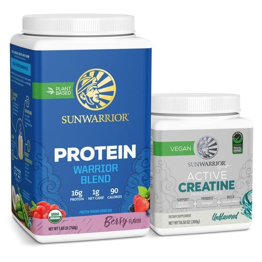 [BRSRAGQQPIFRGHQZ] Vegan Protein Powder USDA Organic Protein | Berry Flavored, 30 Servings & Creatine Monohydrate Powder | 60 Servings, Unflavored