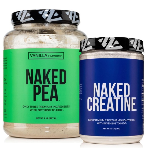 [BRSREBAHDECAOE3X] NAKED Vanilla Pea Protein Isolate 2LB Pure Micronized Creatine Monohydrate 1,000g (200 Servings) – Vegan; Bulk; Non-GMO; Gluten Free; Soy Free