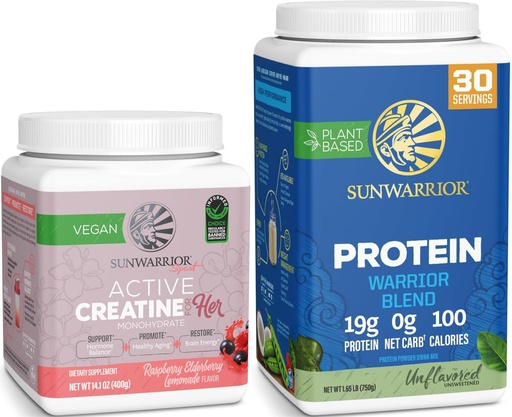 [BRSREAICBAMA2CY7] Creatine for Her & Organic Plant Based Protein Powder Set | Bundle & Save | Raspberry Lemonade Creatine Monohydrate plus Vegan Organic Protein (50 Servings Rasp Lemonade, 30 Servings Unflavored)