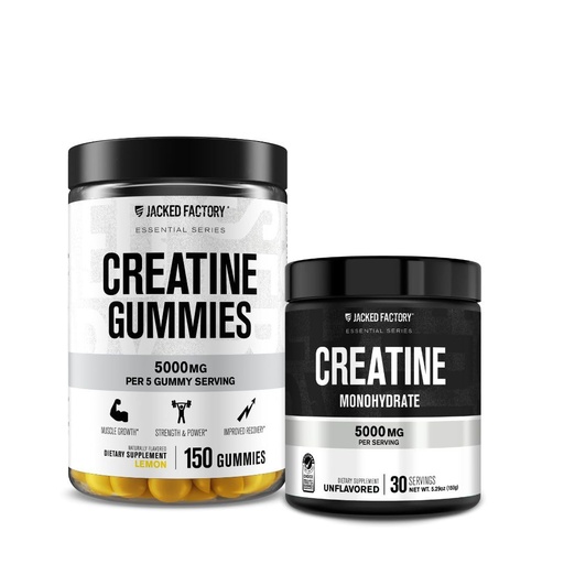 [BRSREHD5CJ7RGAA6] Jacked Factory Creatine Monohydrate Gummies (150 Gummies, Lemon) & Creatine Monohydrate Powder (30 Servings, Unflavored)