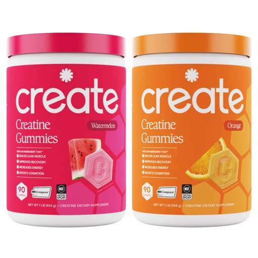 [BRSROBI2A4GWY3DF] Create Creatine Monohydrate Gummies - Summer Splash Duo - Watermelon & Orange - Creatine Gummies for Women & Men, NSF Certified, 3rd Party Tested, Anti-Melting Formula, 180 Count (2-Pack)
