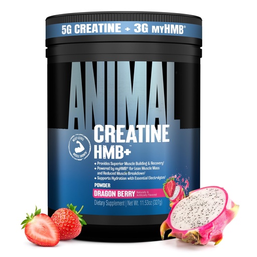 [BRSREZACBAIB42DG] Animal Creatine HMB Powder – 3g myHMB + 5g Creatine with Electrolytes for Recovery & Daily Energy – Dragon Berry Flavor, 30 Servings