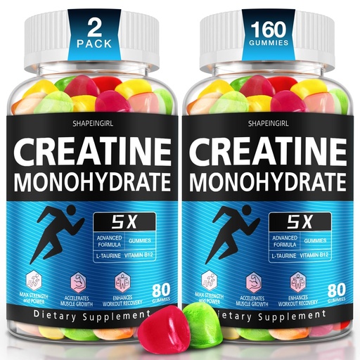 [BRSREGQKCQIAA3DB] Creatine Monohydrate Gummies - Clean Creatine for Women Men for Muscle Strength, Improving Endurance & Post Workout Recovery - Creatine Supplement Mixed Fruit Flavors (160 Gummies)