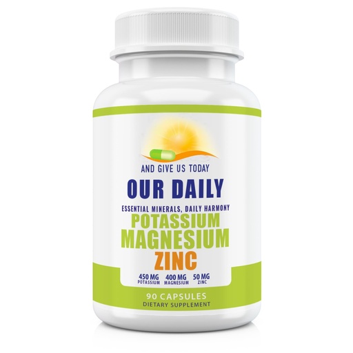 [BRSROBD2O4FBS3I3] Potassium Magnesium Supplement + Zinc – 90 Capsules – High Absorption Potassium 450mg, Magnesium 400mg & Zinc 50mg – Supports Muscle Cramps, Energy Production, Nerve & Immune Support
