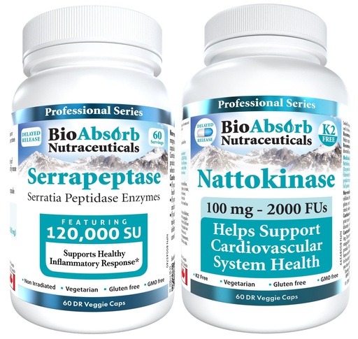 [BRSROCT4BV5GAE3O] Bio Absorb Serrapeptase Enzyme 60 Caps - Nattokinase Supplement 60 Caps Bundle