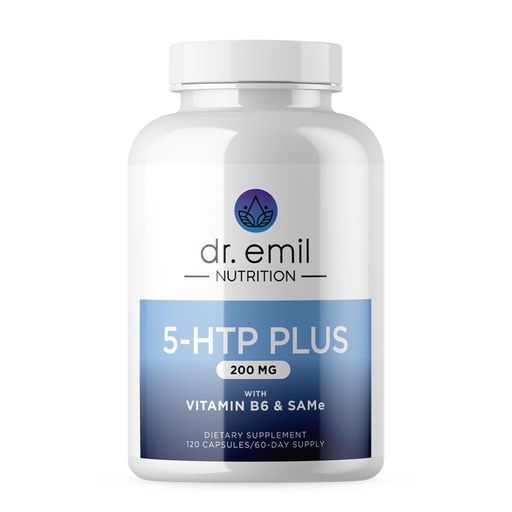 [BRSROYA6A4MQI2TP] DR. EMIL NUTRITION 200 MG 5-HTP Plus with SAM-e for Mood, Stress, and Sleep - 5HTP Supplement with Vitamin B6-120 Vegan Capsules, 60 Servings