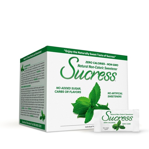 [BRSWGAIZBN7RS2Y2] ANDREW LESSMAN Sucress Stevia Sweetener 100 Packets - Natural Non-Caloric Stevia Leaf Sweetener, Zero Calories, Non-GMO, No Added Sugar, Carbohydrates or Flavors, No Artificial Sweeteners.