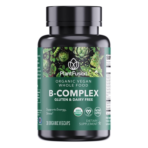 [BRSRABADAEFAODL4] PlantFusion Organic Vitamin B-Complex, Vegan Whole Food Supplement for Energy & Metabolism, Methylated B12, Guava, Lemon & Basil, Non-GMO, Gluten-Free - 30 Capsules