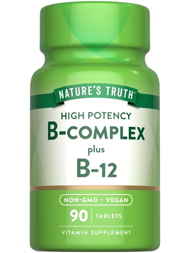 [BRSWGCT4PJ5AGCT4] Nature's Truth Vitamin B Complex for Women & Men | Plus B12 | 90 Tablets | High Potency | Vegan and Non-GMO Supplement