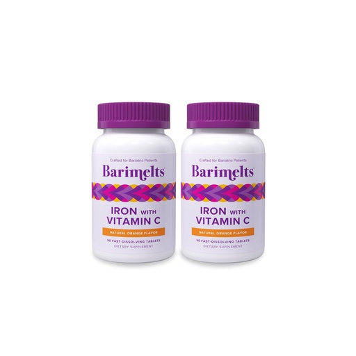 [BRSROAT3CUCBOGTF] Barimelts Iron with Vitamin C, 180 Fast-Dissolving Tablets (2-Month Supply), Sugar-Free Bariatric Iron Supplement for Women, Natural Orange Flavor​
