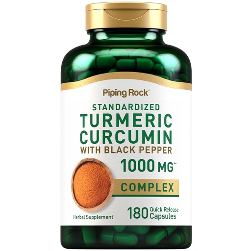 [BRSWYZT2OYHA23DB] Piping Rock Turmeric Curcumin with Black Pepper Extract | 180 Capsules | Complex Herb Supplement | Non-GMO, Gluten Free