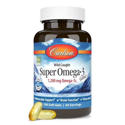 [BRSWIYILCUABKDDA] Carlson Super Omega-3 Gems, Norwegian, 1,200 mg Omega-3s, 100 Soft Gels