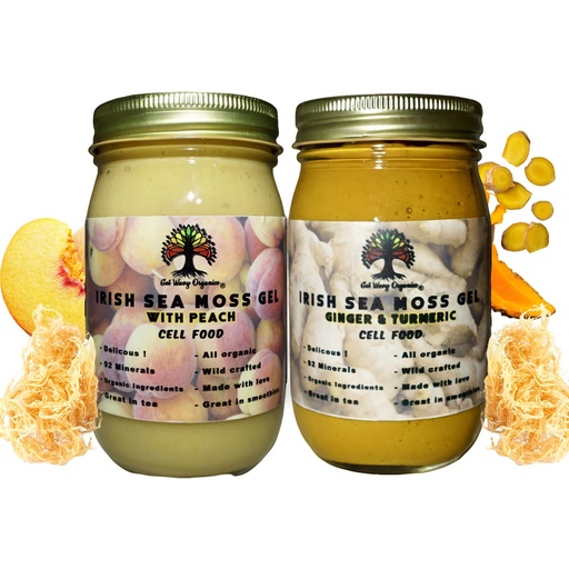 [BRSREYL4BAOWAFLV] Wildcrafted Irish Sea Moss Gel with Raw Ginger, Turmeric & Peach (Pack of 2)