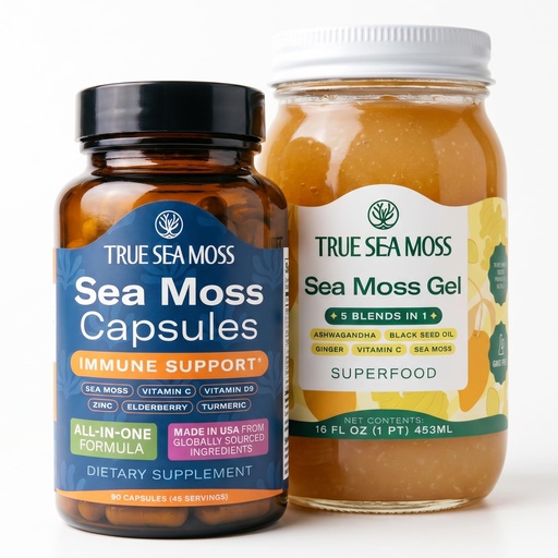 [BRSRGCY2CVYWCHIZ] TrueSeaMoss Bundle – Immune Caps & Ashwagandha Sea Moss Gel