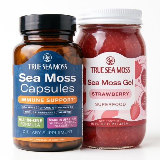 [BRSRGCY2CMNGKE3O] TrueSeaMoss Bundle – Immune Caps & Strawberry Sea Moss Gel