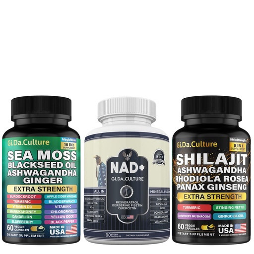 [BRSREGA7B4FA2YI2] Sea Moss + Shilajit + NAD+ Capsules – Complete Cellular Health, Energy, Detox, Immunity & Vitality Stack – 92 Minerals, Fulvic Acid, Anti-Aging – Vegan Supplement
