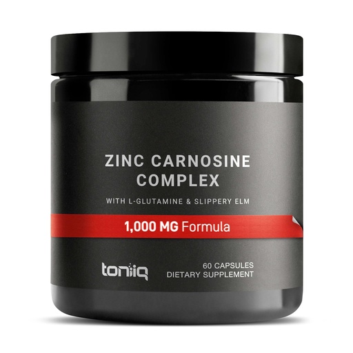 [BRSRGA32OR4GM3YZ] 1000 mg Triple Blend Zinc Carnosine Supplement – Ultra High Strength 150 mg Zinc L-Carnosine Complex – with L-Glutamine & Slippery Elm – Third-Party Tested – 60 Capsules