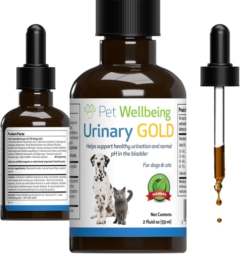 [BRSWKHY2AF7GYEL4] Animaux de compagnie Bien-être Urinaire Or pour chats - Multi-Herb Urinary Tract Support - Feline Bladder Santé et système urinaire Bien-être - Supplément de chat holistique - Formule liquide 2 oz (59ml)