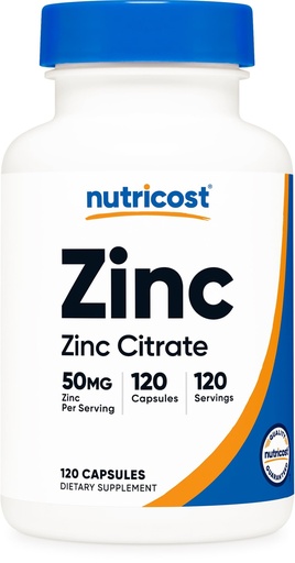 [BRSREFQFCF5RGYD7] Nutricost Zinc Citrate (50 mg) 120 Capsules - Zinc Citrate Supplement for Men & Women, Vegan