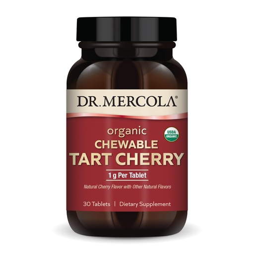 [BRSROAIZBNYBM3A3] Dr. Mercola Organic Chewable Tart Cherry - Antioxidant Support - Made from Whole-Fruit Montmorency Cherries - USDA Organic - Stevia Sweetened - 30 Tablets