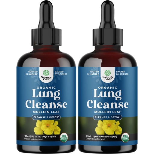 [BRSROZDQCIHQE23G] Organic Mullein Drops for Lungs - Lung Detox & Cleanse with Marshmallow Root Extract & Plantain Leaf for Respiratory Lung Health - Mullein Leaf Tincture Drops for Breathing Support - 4 Fl Oz (2 Pack)