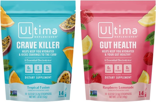 [BRSRAHD2DEFGY23Z] Ultima Replenisher Electrolyte Toz İçecek Mix Sche – Sugar Free – Crave Killer ve Gut Health, 14 Stickpacks – 6 Electrolytes and Minerals – Keto Friendly, Vegan, Non-GMOMO