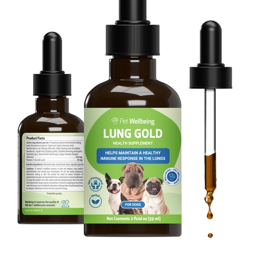 [BRSWKED6CIOQIAA7] Pet Wellbeing Lung Gold for Dogs - Respiratory Support for Canine Lungs, Healthy Immune Defenses, Lower Respiratory Tract - NASC Certified & Vet-Formulated - 2 oz Liquid