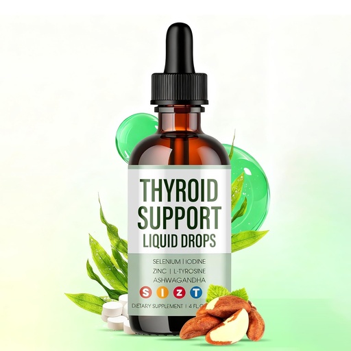 [BRSREAQOOB6W223B] Thyroid Support Liquid Drops – Iodine Drops with Selenium, Zinc, L-Tyrosine & Ashwagandha – Supports Metabolism, Energy & Hormonal Balance for Women & Men