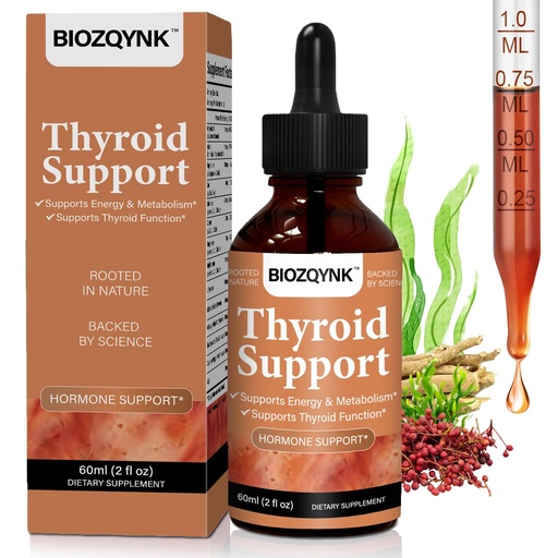 [BRSRECAKCB7RM3DH] Thyroid Support Liquid Drops – Multi-Nutrient & Herbal Balance Formula with Iodine, Selenium, Zinc, Ashwagandha, Schisandra & Kelp – Metabolism, Energy & Focus Support – 2 fl oz (60 mL)