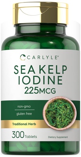 [BRSW2GT7OYGREADL] Carlyle Sea Kelp Iodine Supplement | 225mcg | 300 Tablets | Non-GMO, Gluten Free | Traditional Herb Supplement
