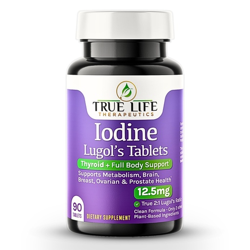 [BRSRAHY7BYBWEHLH] Lugol's Iodine Tablets 12.5mg x 90 ct - Reddish Brown Stable Iodine + Potassium Iodide Formula, Masks Bitter Liquid Taste, Thyroid Support, Detox, Breast Health - No Preservative, Non-GMO, Gluten-free