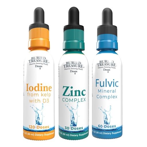 [BRSREZD2BYBRO2Q2] Buried Treasure – Iodine 2% from Kelp, Zinc & Fulvic Minerals, Supplements Bundle